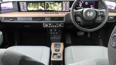 electric car dashboard with large touchscreen