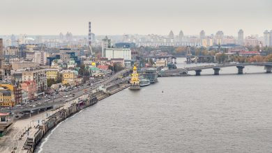 The Kyiv skyline across the river