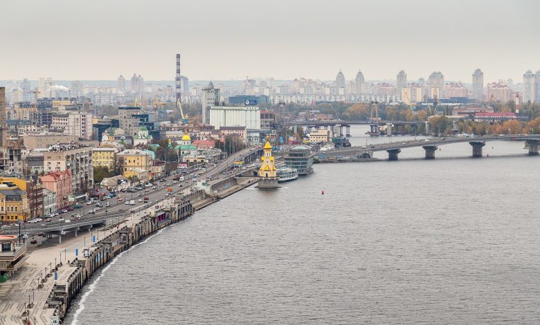 The Kyiv skyline across the river